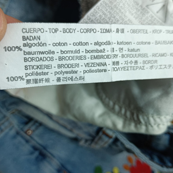 Zara Basic Denim Jeans Women 6 Blue Light Wash Floral Embroidered Boho Cottage - Picture 12 of 13